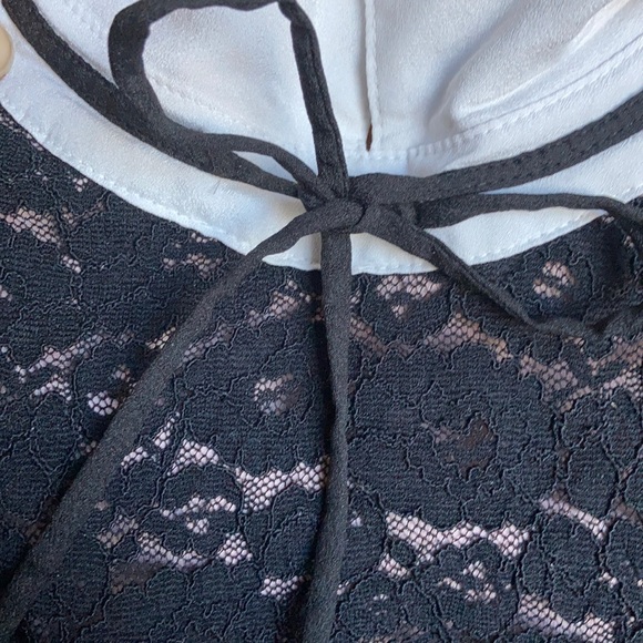 Adorable Karl Lagerfeld Paris Black & Pink Lace Short Sleeve Shirt - Picture 6 of 9